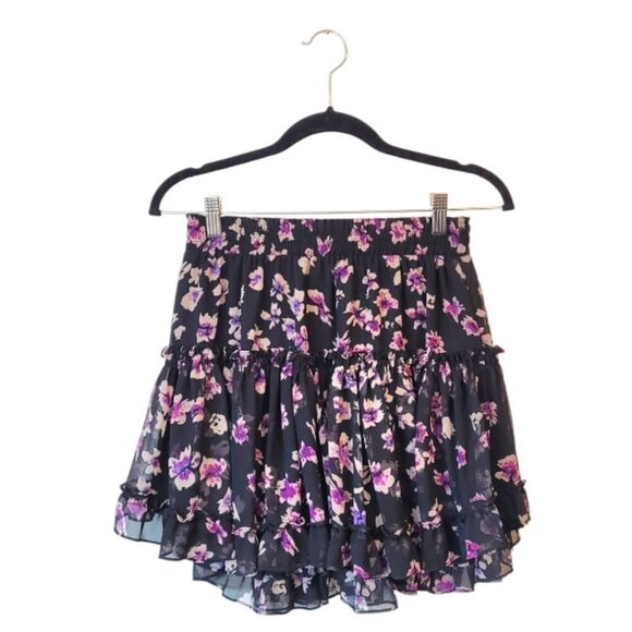 MISA Los Angeles Black Floral Tiered Skirt NWT - Picture 1 of 5